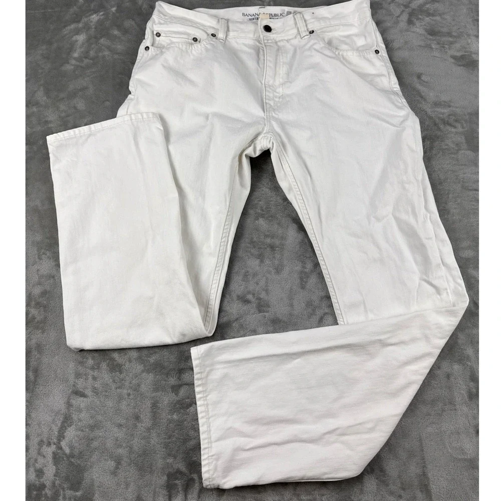 Banana Republic Vintage Straight Jeans Mens 34x32 White Cotton Denim Pants